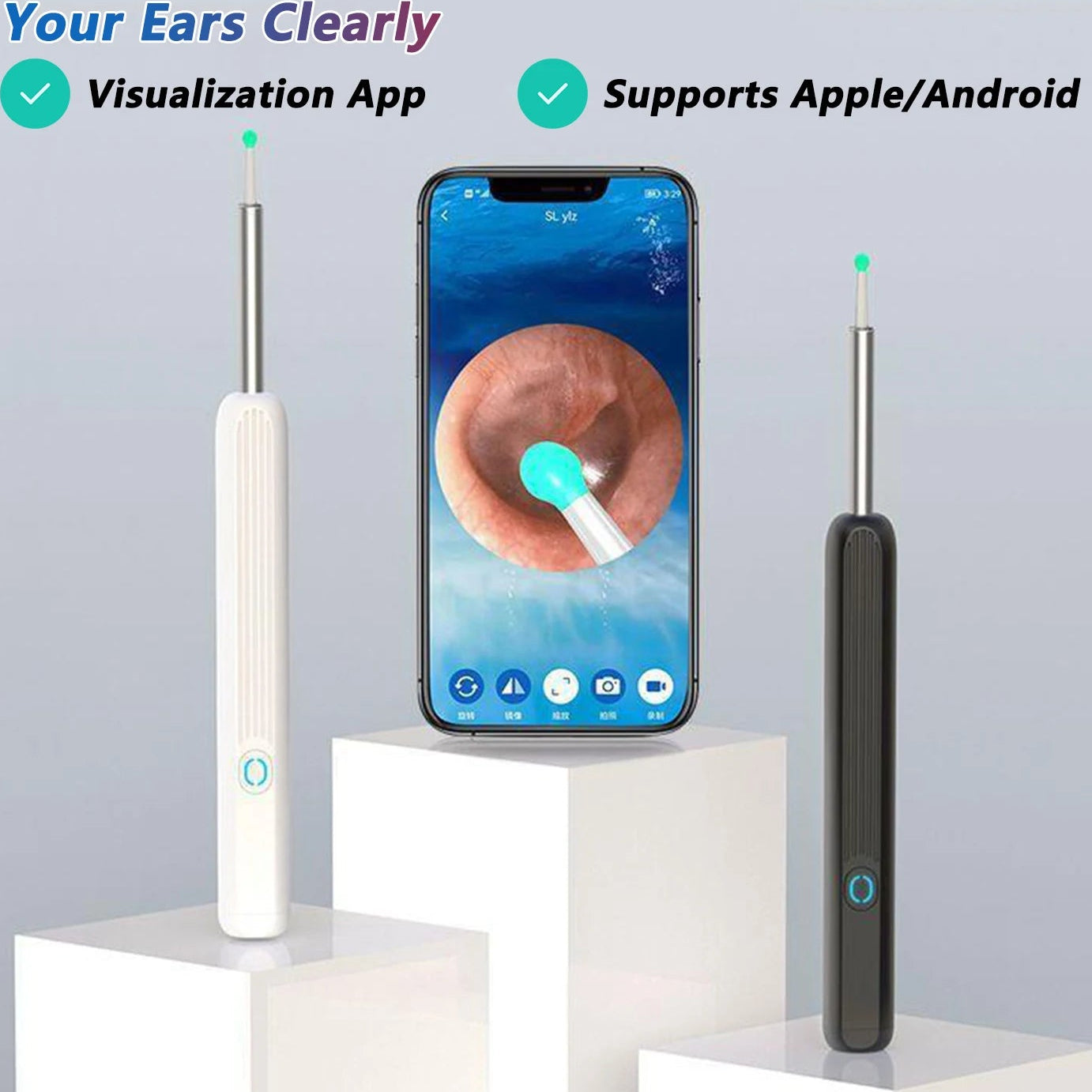 Smart Visual Ear Cleaner HD Ear Sticks Otoscope USB C Charging Endoscope Wax Removal Tool Earpick Mini Camera Health Care Set