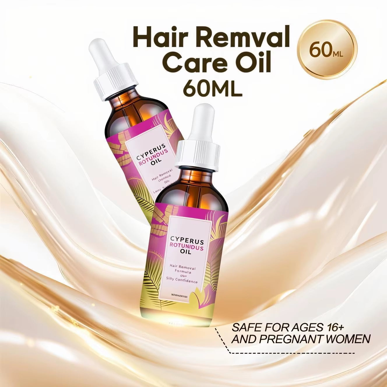 Natural Hair Growth Inhibitor Oil 60Ml - Long-Lasting Reduction with Jojoba & Almond Oil for Smooth, Silky Skin, All Skin Types.