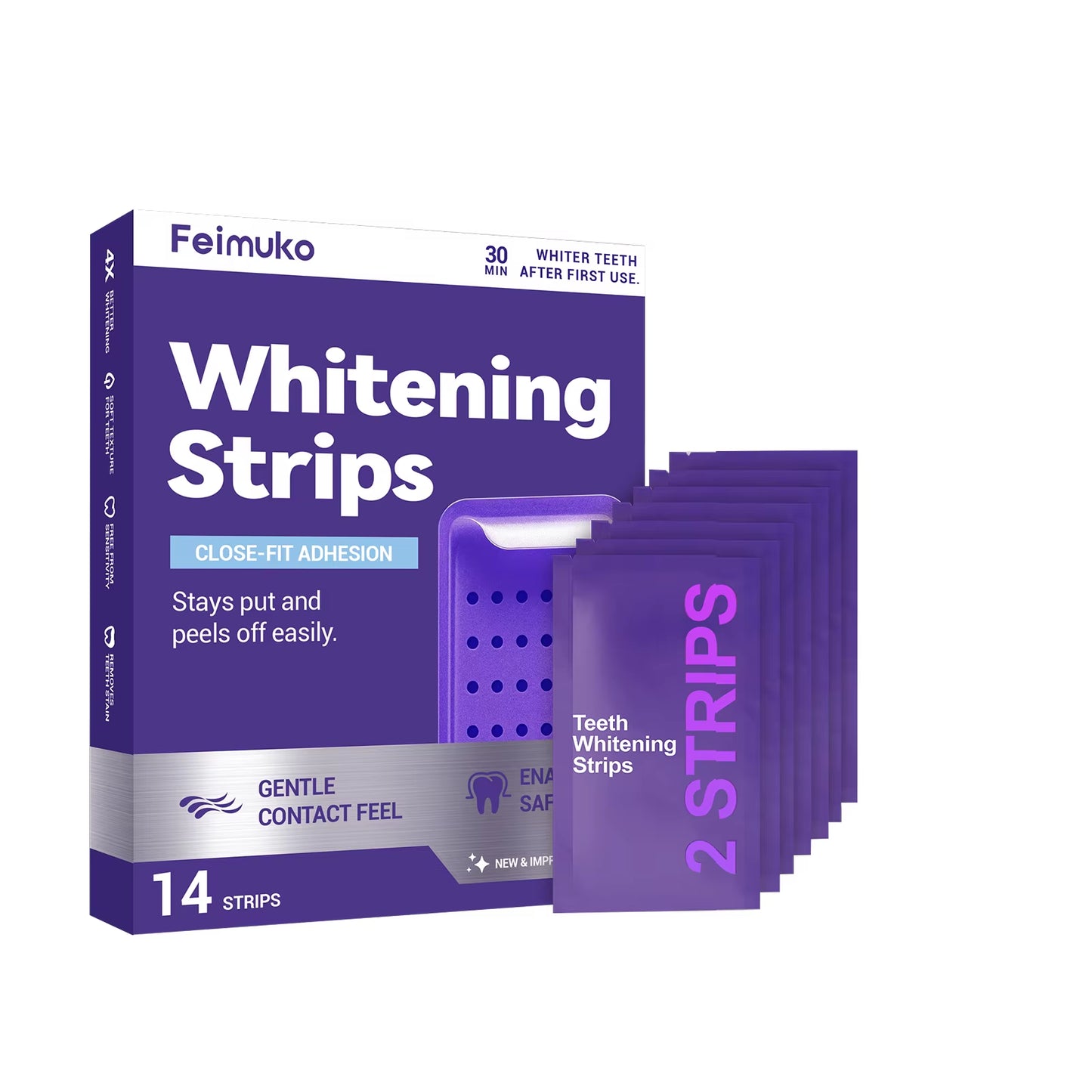 Purple Teeth Whitening Strips Oral Cleaning Removal Gel Improve Dental Yellowing Oral Care, for Lasting Bright Smile